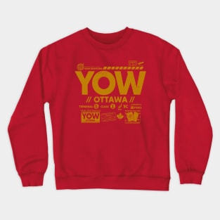 Vintage Ottawa YOW Airport Code Travel Day Retro Travel Tag Canada Crewneck Sweatshirt